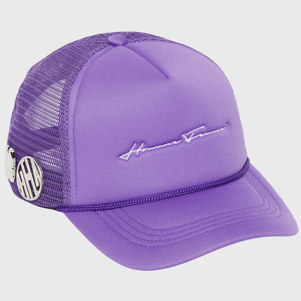 Homme Femme Classic Script Pin Hat Purple