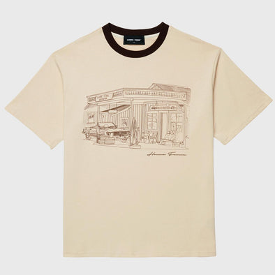 Homme Femme Body Shop Tee Cream and BrownTee