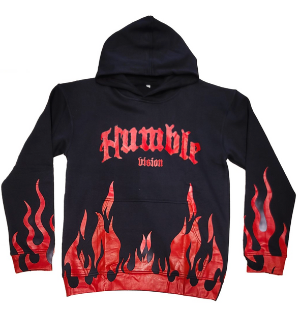 Humble Vision Flame Hoodie (Black/Red)